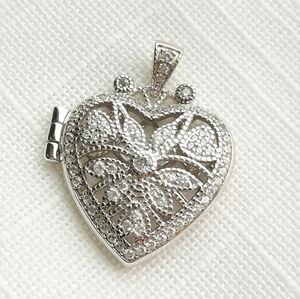 Sterling silver cz heart locket pendant for necklace scent locket 🆕